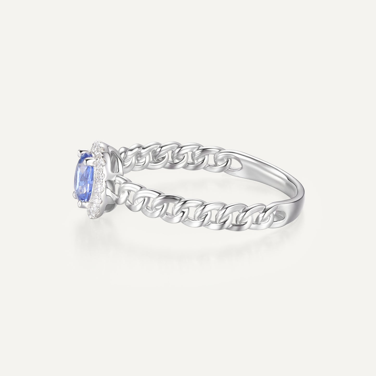 Celestial Egg Sapphire Ring | 18K white gold | Natural Gemstone