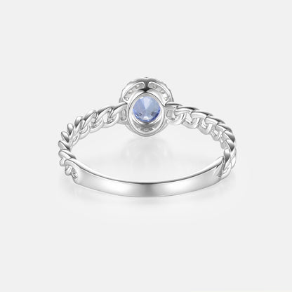 Celestial Egg Sapphire Ring | 18K white gold | Natural Gemstone
