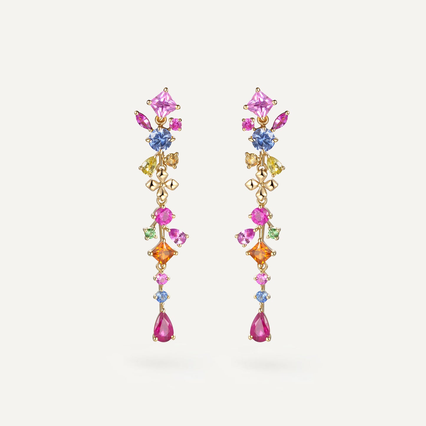 Secret Garden Earring | 18K Yellow Gold | Natural Gemstone