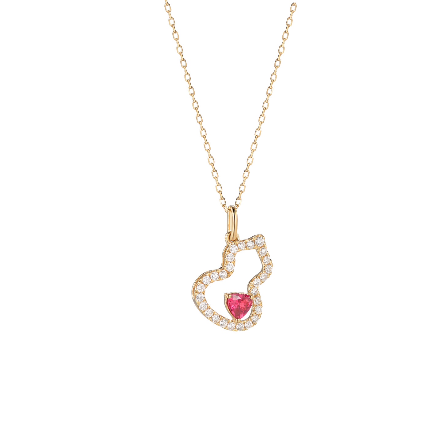 Diamond Ruby Gourd Necklace | 18K yellow gold