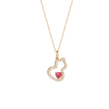 Diamond Ruby Gourd Necklace | 18K yellow gold