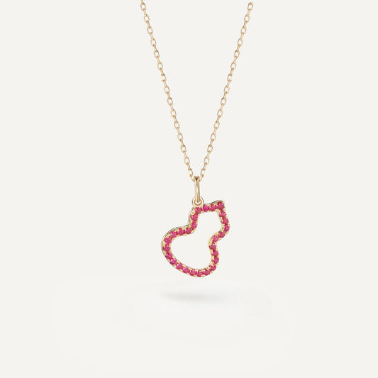 Crimson Ruby Gourd Necklace | 18K yellow gold