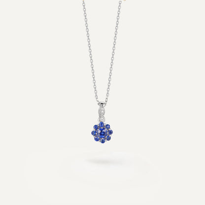 Sunlit Sapphire Cluster Necklace| 18k white gold