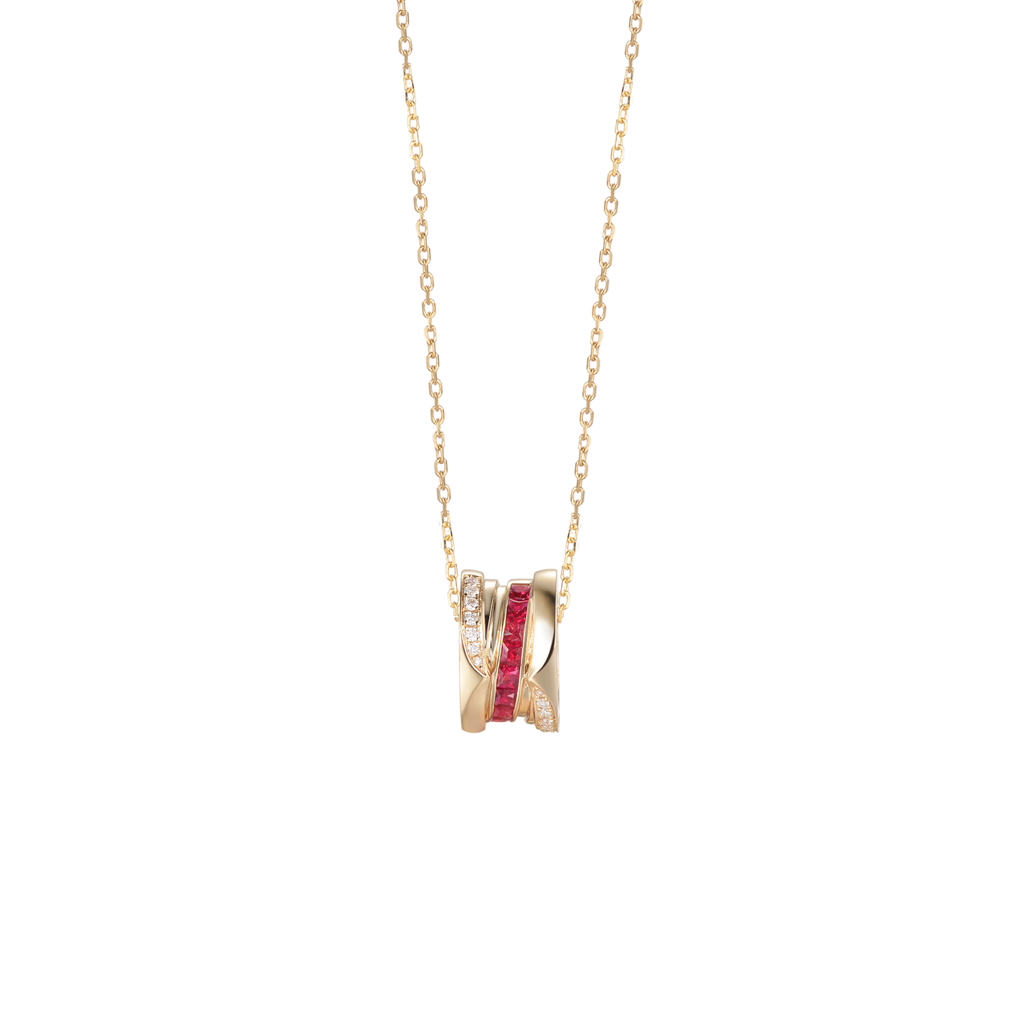 Ruby Vortex Pulse Necklace| 18k yellow gold