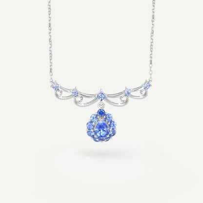 Crowned Sapphire Azure  Necklace| PT 950 | Natural Gemstone