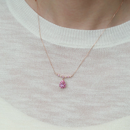 Floral Intoxication Pink Sapphire Necklace | 18K Rose Gold | Natural Gemstone
