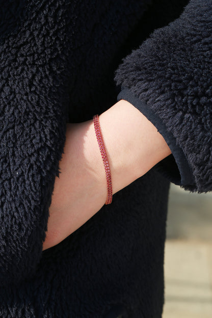 Ruby Tennis Bracelet | Double Row Version | 18K gold