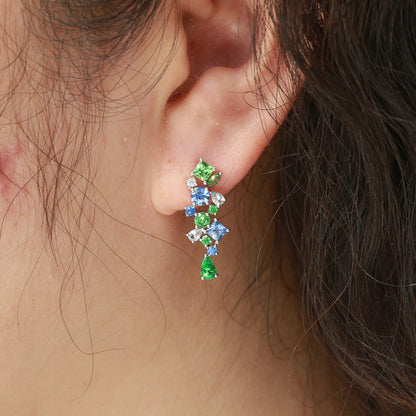 Monet Garden Earrings | Ethereal Droplet Edition | 18K white gold | Natural Gemstone