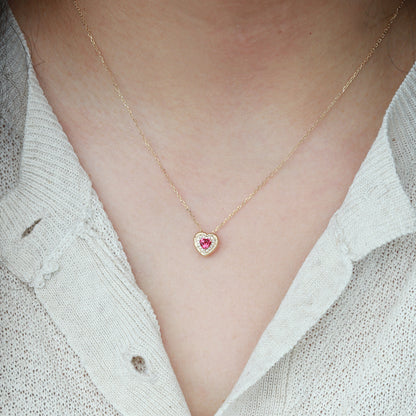 Ruby Beloved Heart Pendant | 18K Yellow Gold | Natural Gemstone