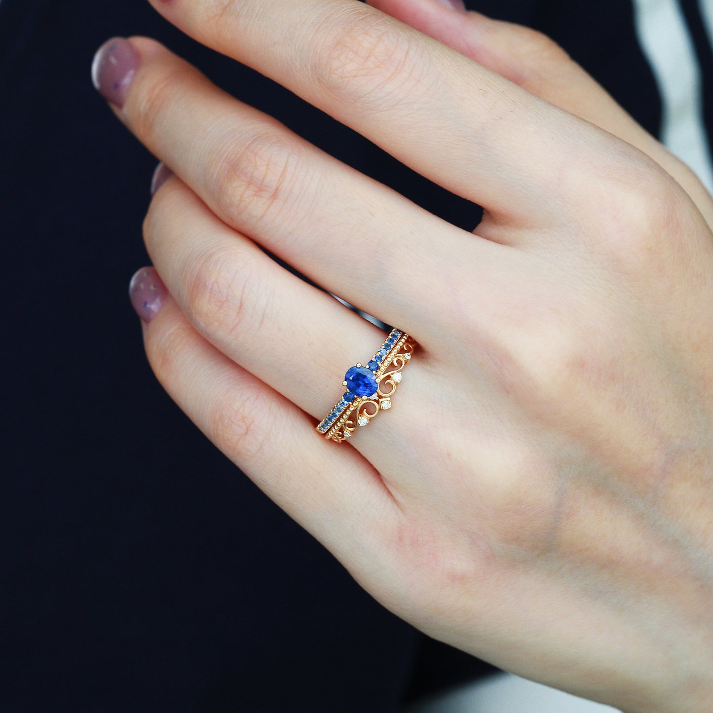 Crown Royale Sapphire Ring | 18K Gold | Natural Gemstone