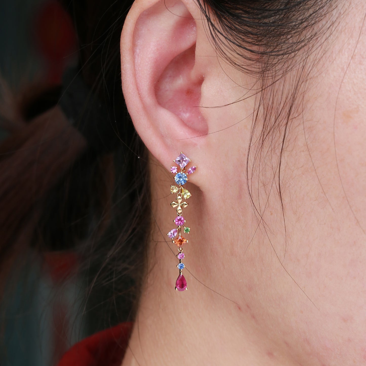 Secret Garden Earring | 18K Yellow Gold | Natural Gemstone