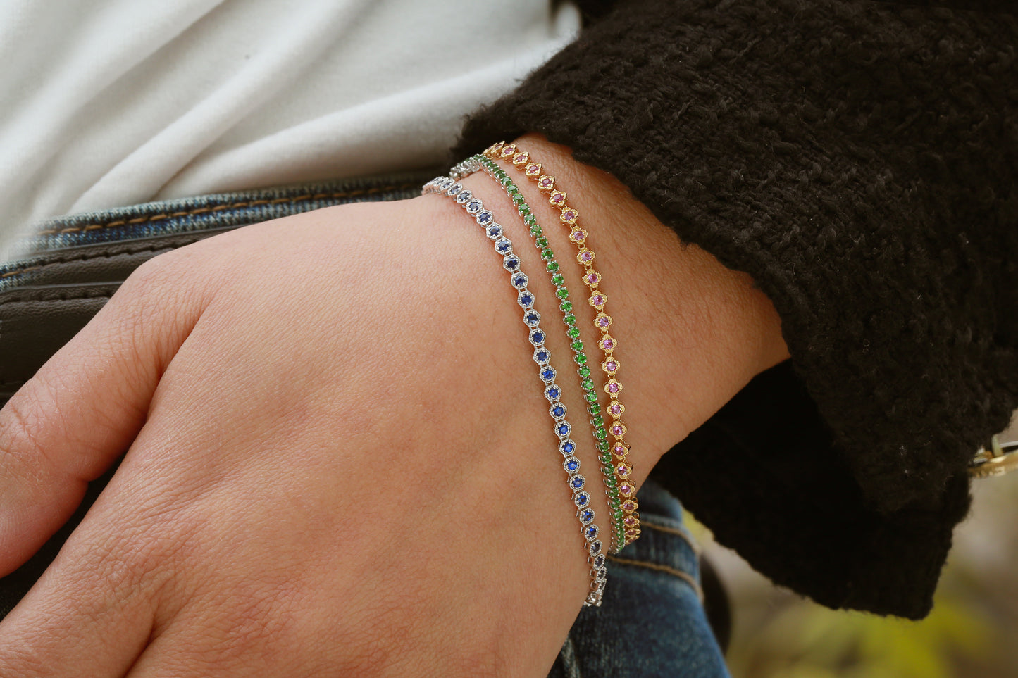 Tsavorite Tennis  Bracelet | 18K  Gold | Natural Gemstone