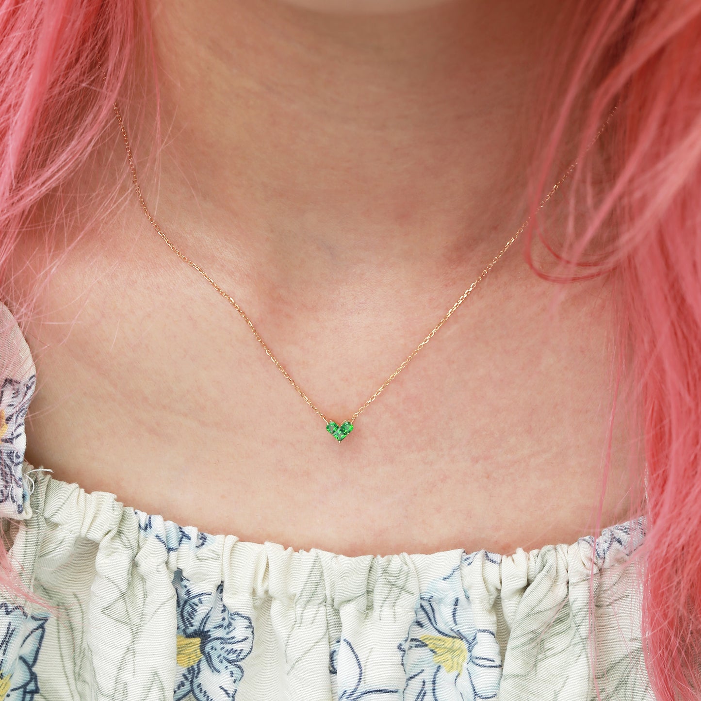 Tsavorite Love Knot Clavicle Necklace | 18K gold