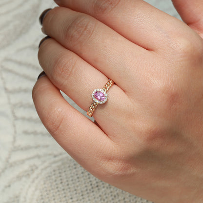 Misty Orb Pink Sapphire Ring | 18K yellow gold | Natural Gemstone
