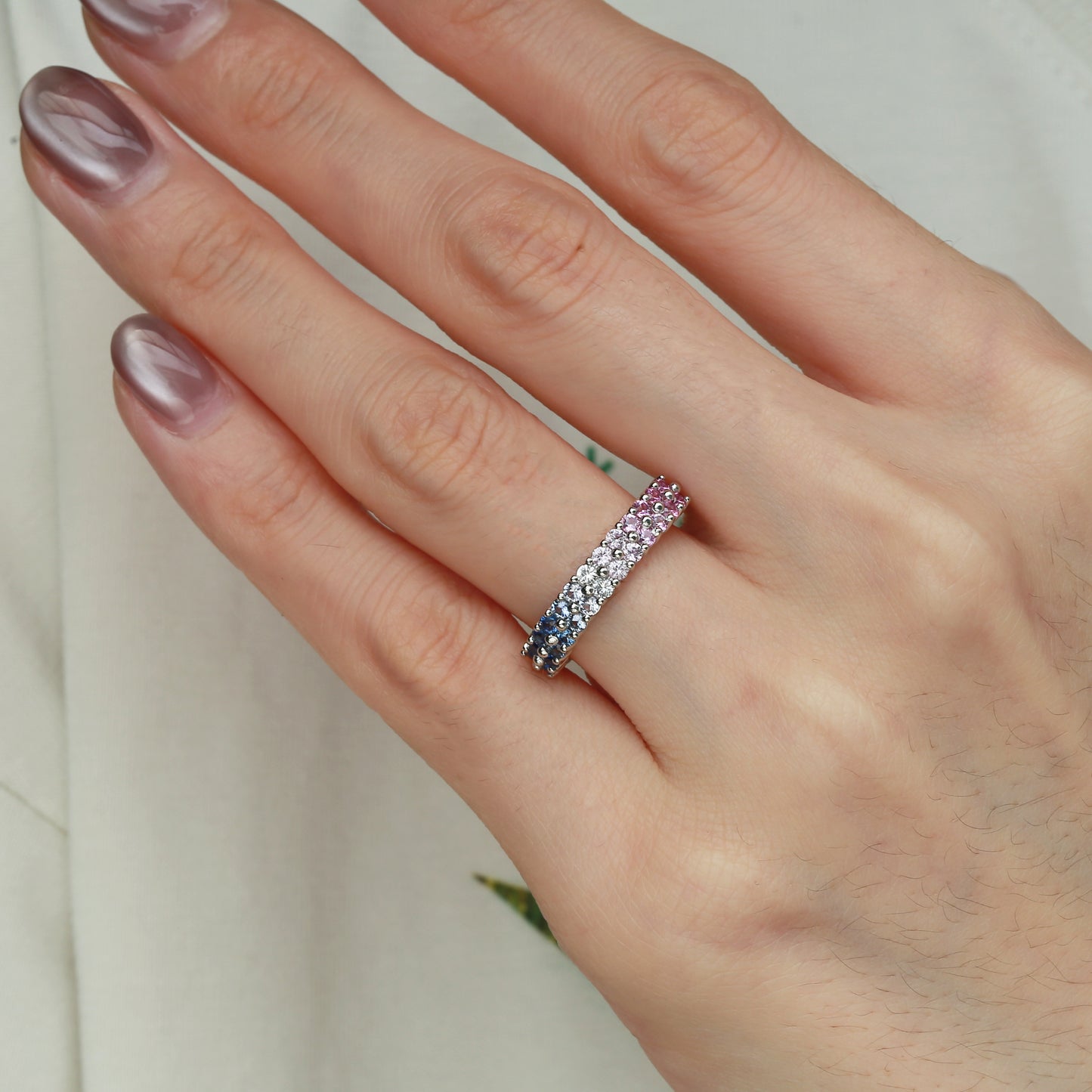 Monet's Water Lily Mirage Ring | Pt 950 | Natural Sapphires
