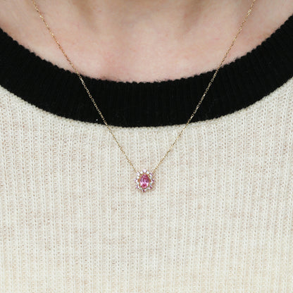Sakura Blossom Sapphire Necklace | 18k yellow gold | Natural Pink Sapphire