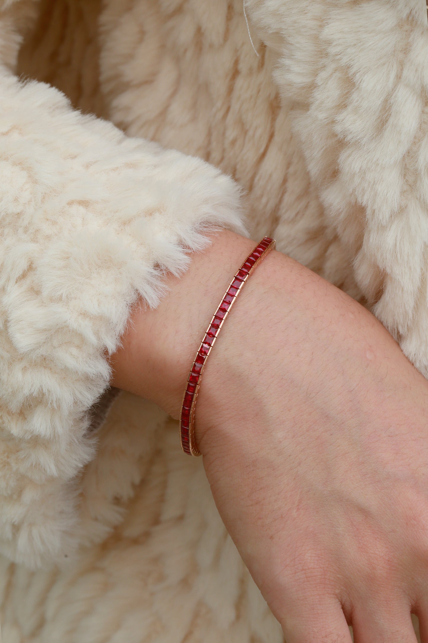 Ruby Princess Tennis Bracelet | 18K rose gold