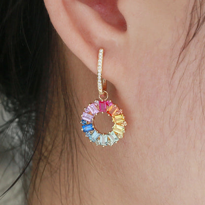 Rainbow Box Earrings | 18K yellow gold | Natural Colored Sapphires