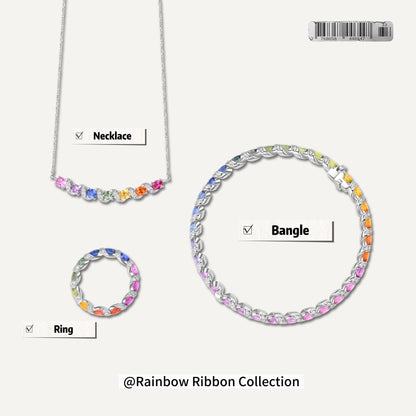 Rainbow Ribbon Ring | 18K white gold | Natural Sapphires