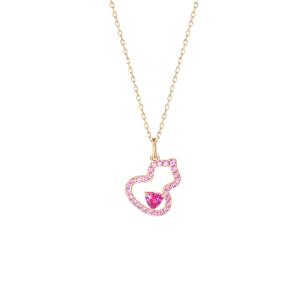 Pink Sapphire Heart Necklace | 18K yellow gold