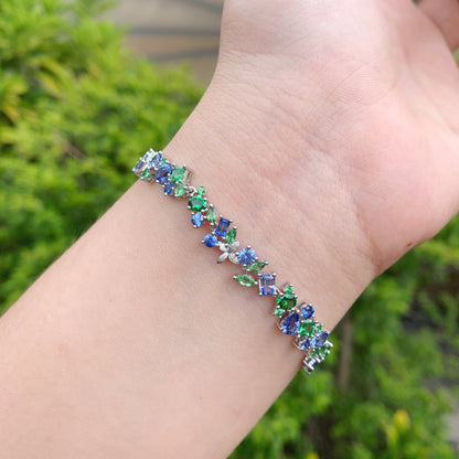 Monet Garden Bracelet|Original Version| 18K White Gold | Natural Gemstone